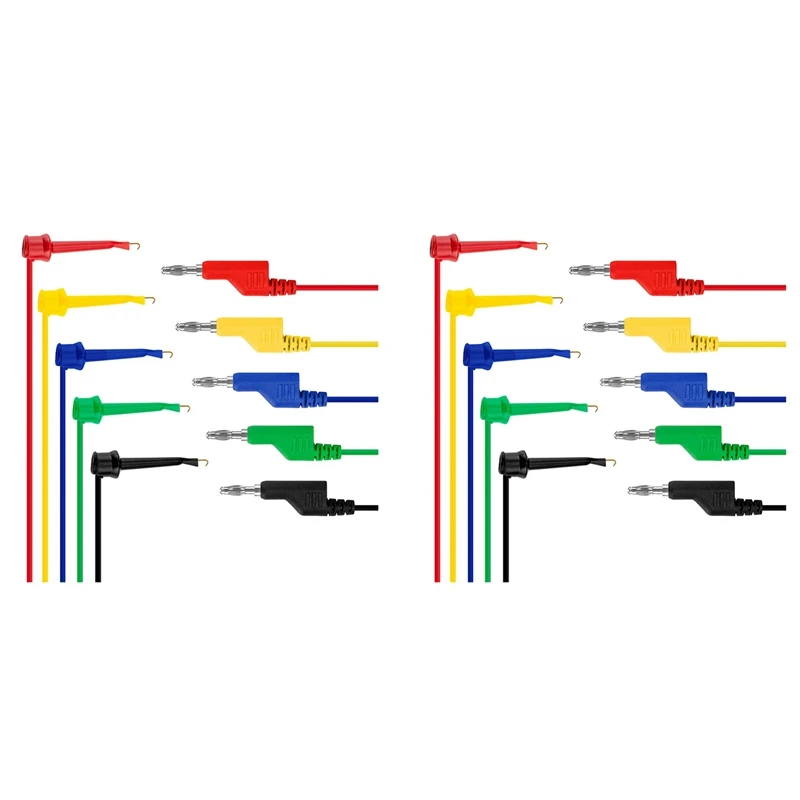 10 Stück Test haken Draht stapelbarer Bananen stecker zu Mini Grabber Multimeter Test kabel Set flexible Kabel 500V/5V 39 Zoll