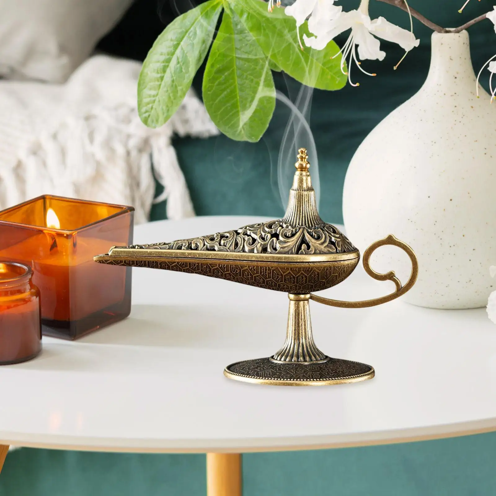 Retro Style Incense Box Fragrant Incense Burner Censer with Lid Decorative Home Decor for Tranquil Meditation Space