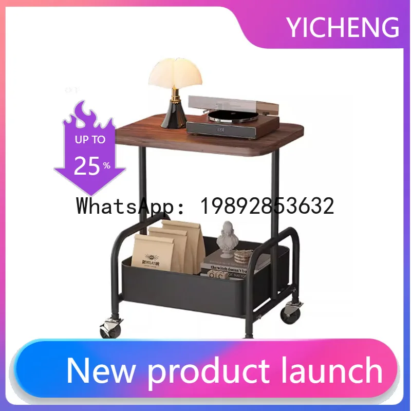 

ZF Household Movable Sofa Side Table Living Room Storage Trolley Simple Desktop Coffee Table Portable