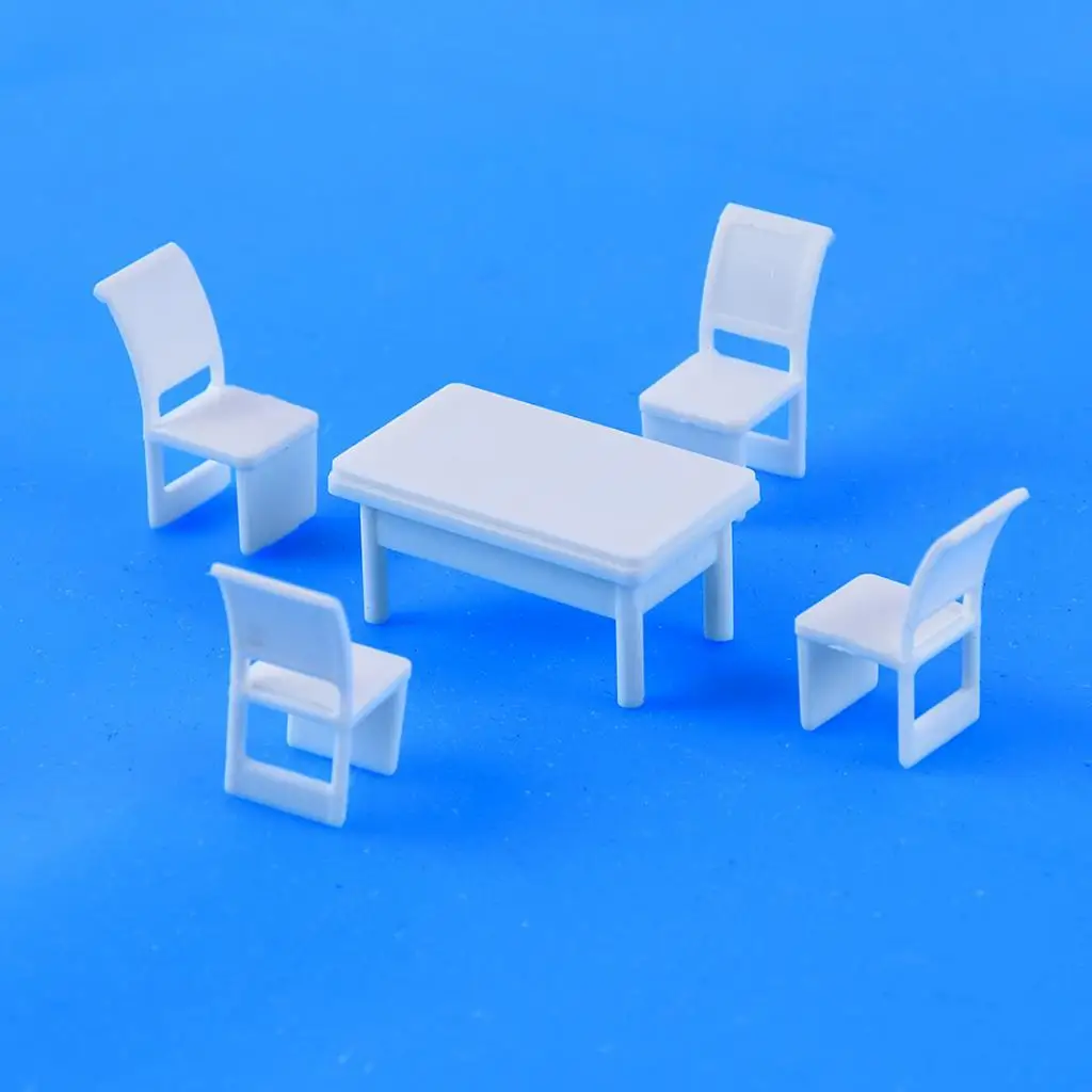 สีขาวสแควร์โต๊ะรับประทานอาหารเก้าอี้ Settee รุ่น 1:75 OO Scale DIY ตารางทรายฉาก