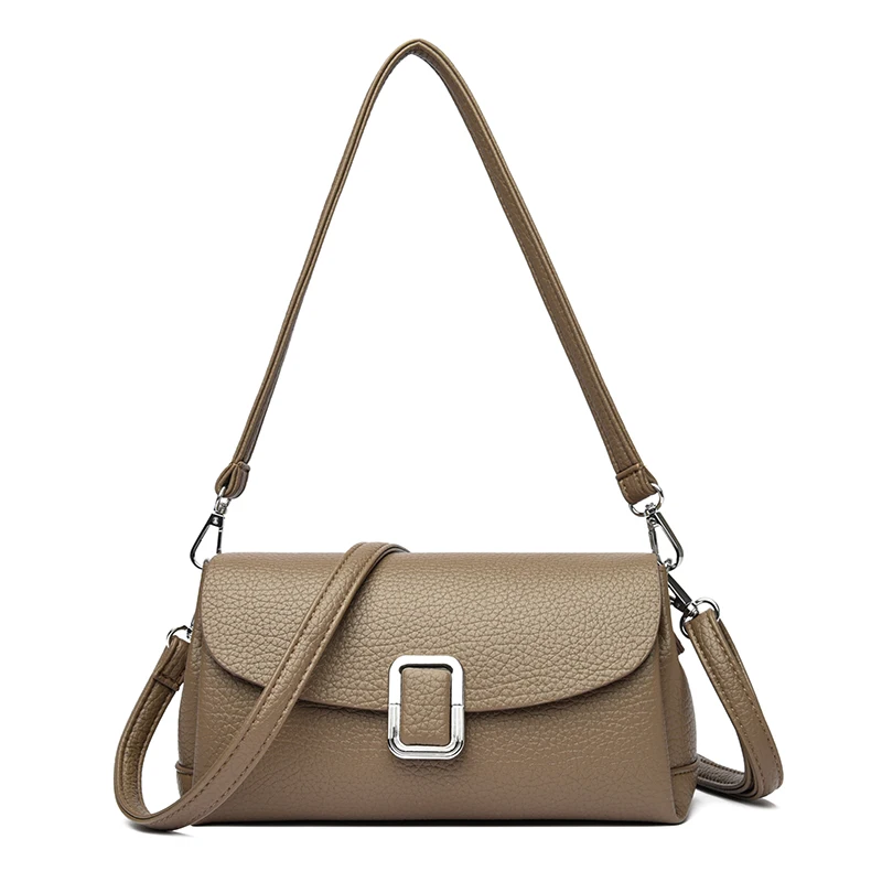 

Two Belt Strap Soft Lichi Pu Leather Shoulder Bag Women's Crossbody Bag Female Small Hobos Armpit Purses and Handbag Sac A Main