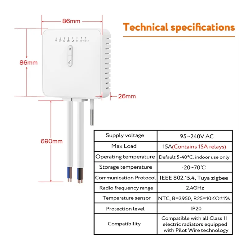 A37T-Tuya Zigbee Smart Thermostat For Pilot Wire Heating Radiator Support Ecowatt Electricity Monitor Remote For Alexa Google