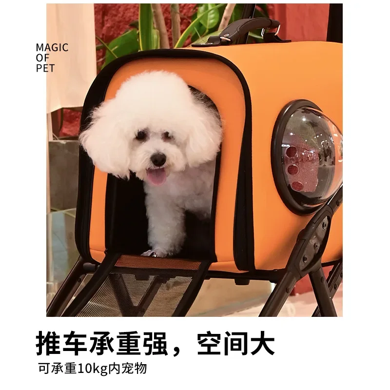 Portable Car Bag Separation Cat Dog Outdoor Lightweight Pet Cart Foldable Pet Large Space Trolley Stroller for Dog