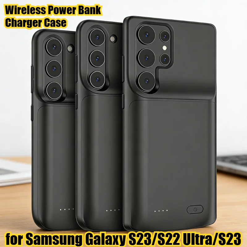 4800mAh Wireless Power Bank Charger Case for Samsung Galaxy S23/S22 Ultra/S23+ Portable Backup Battery Pack with Fast Charging