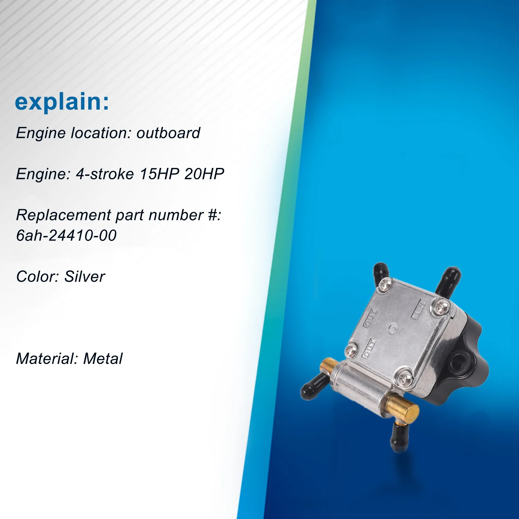 Boat Engine 6AH-24410-00 Fuel Pump Assy for Yamaha Outboard 4-Stroke 15HP 20HP Outboard Motor