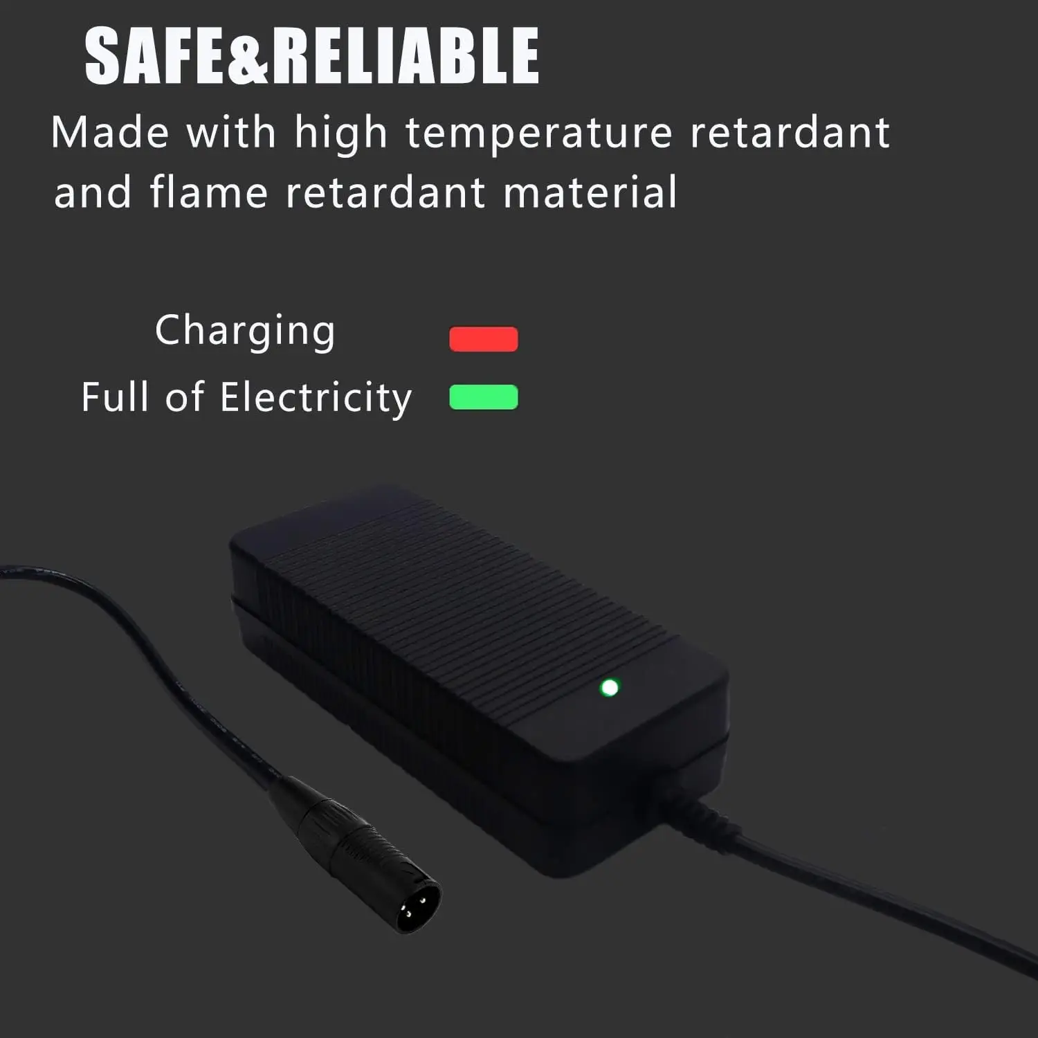 QDD 14.6V 5A Battery Charger for 12V 12.8V 14.6V LiFeP04 Battery Pack Input 100-240V with XLR 1+2- Connector