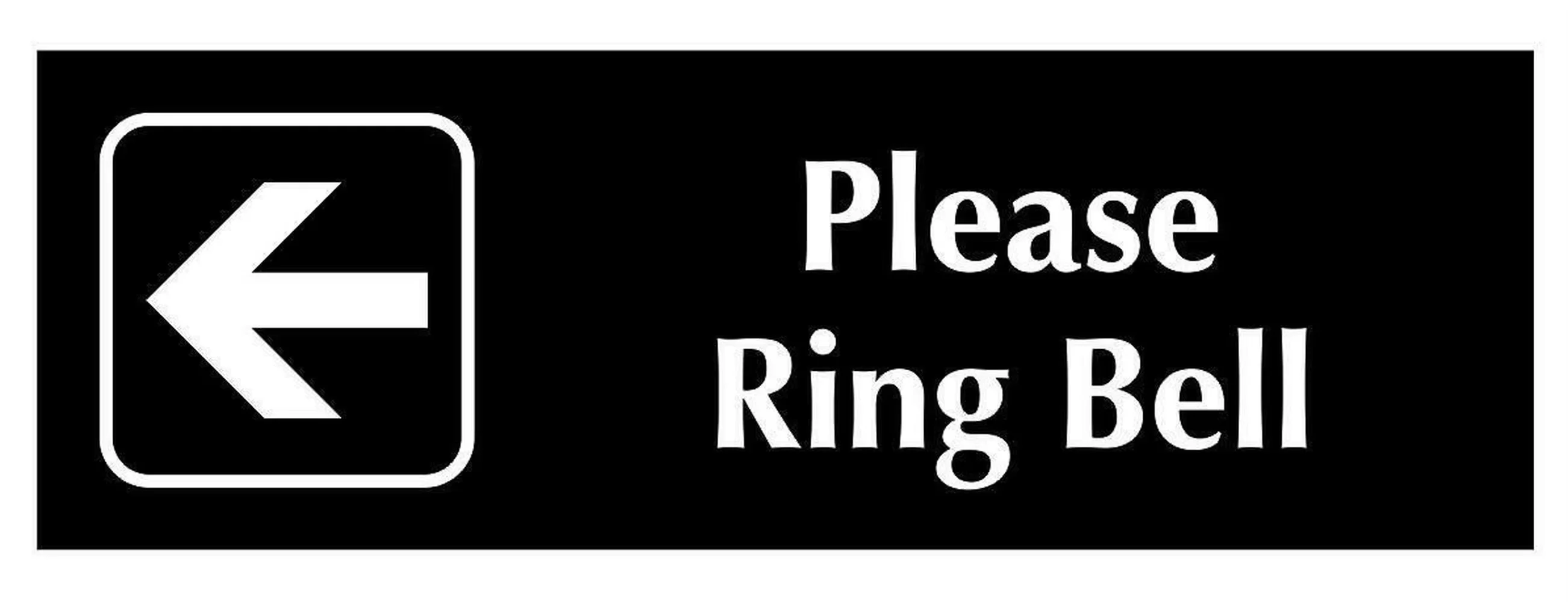 Customized Acrylic Please Ring Bell with Left Arrow Sign Plaque Black White Grey