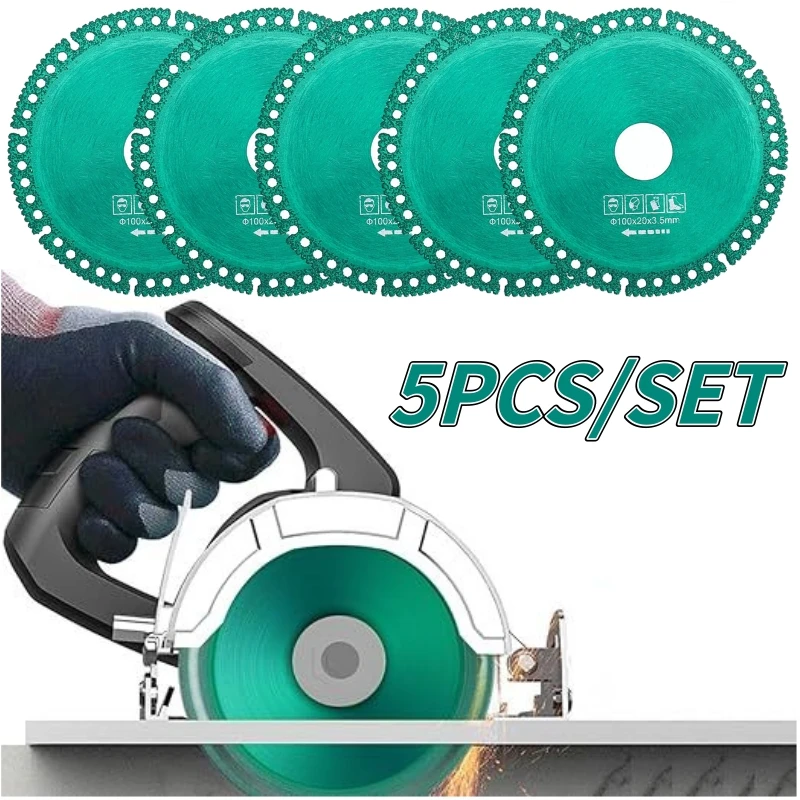 

1/5PCS Dry Diamond Glass Cutting Disc 4inch Circular Saw Blades For Tile Glass Metal Cutting Diamond Saw Blade Cutting Set