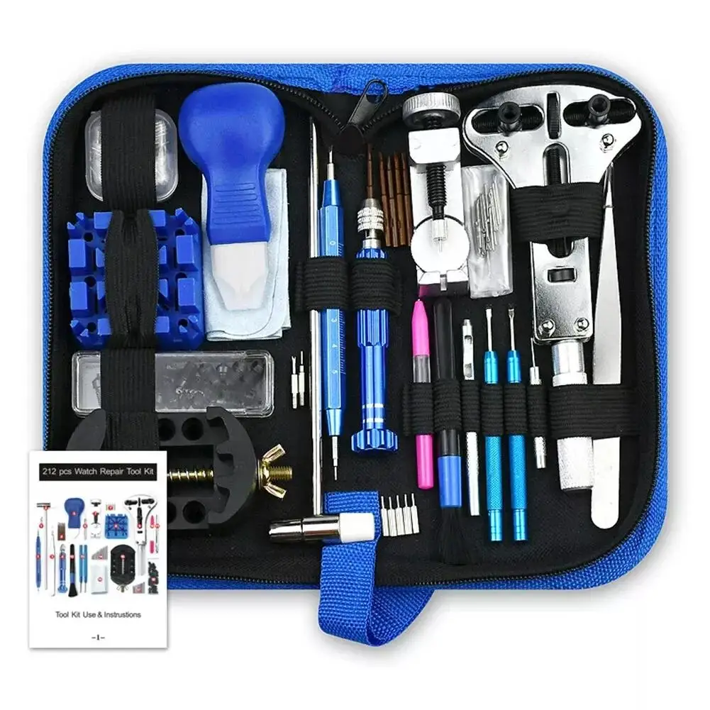 212pcs Watch Opener Repair Tool Kit Watch Case Repairing Opener Band Link Storage Bag Screwdriver Watchmaker Repair Tools kit