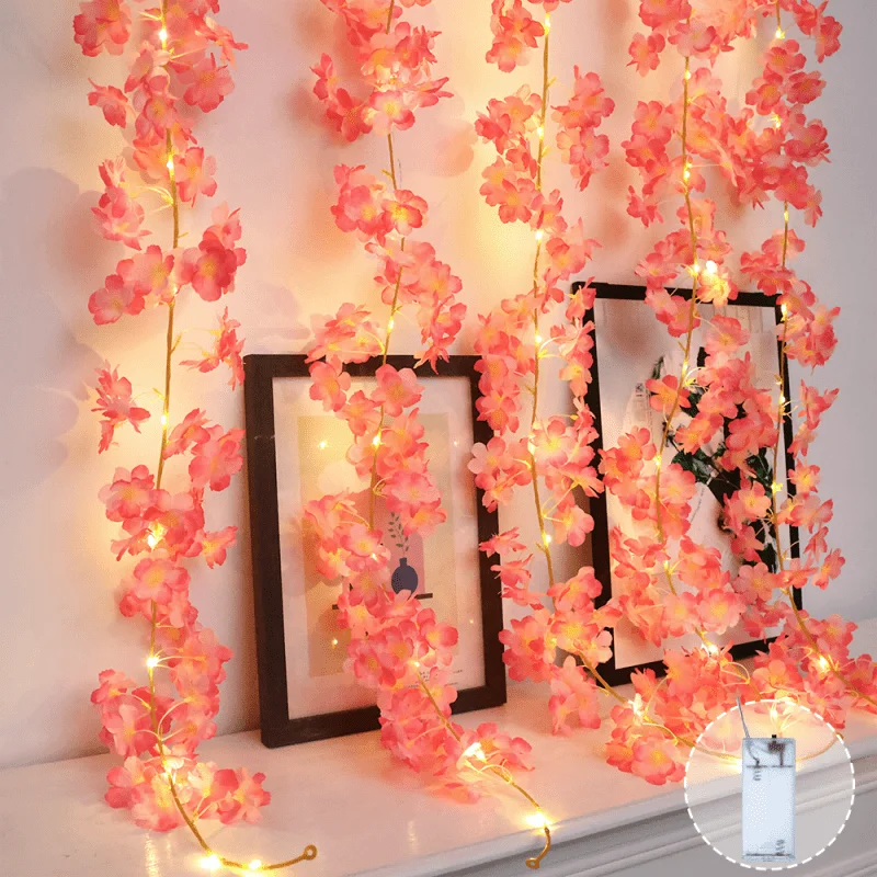 LED Warm White Cherry Blossom String Lights Battery Operated(Batteries Not Included) Flower Fairy Lights for Home Wedding Decor
