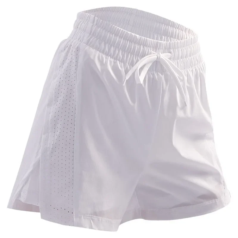 Women High Waisted Fake Two Piece Sports Shorts Anti See Through Quick Dry Breathable Fitness Pants For Running Yoga  Daily