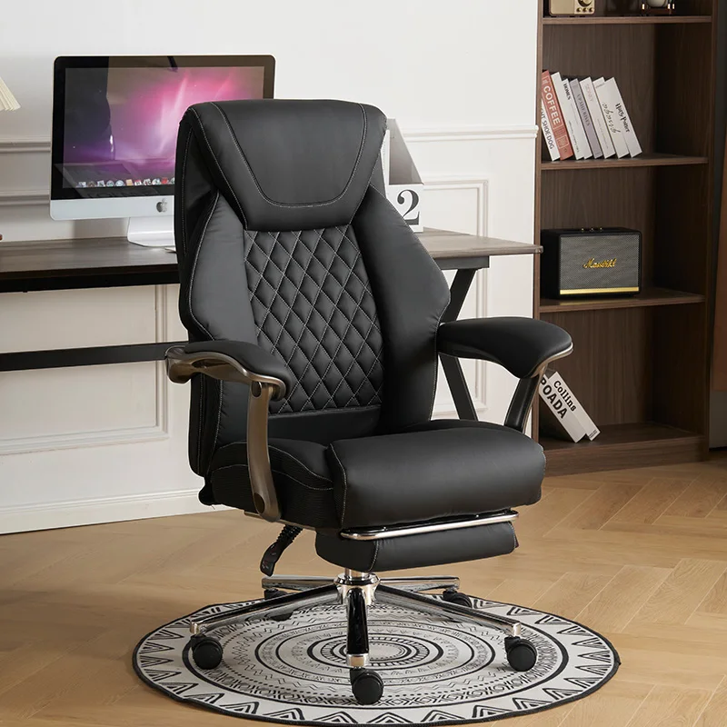 

HJ new modern leather boss office chair, comfortable and sedentary for home use, rotating business office chair