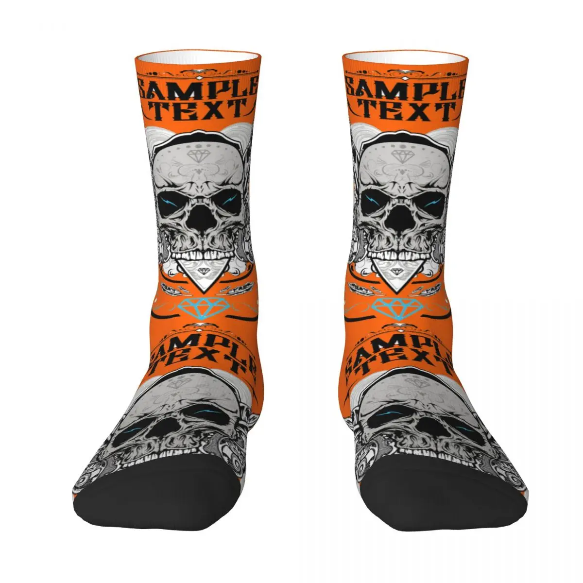 

Sample Skeleton 2 Skull Men Women Socks Punk Beautiful Spring, Summer, Autumn, and Winter Dressing Gifts