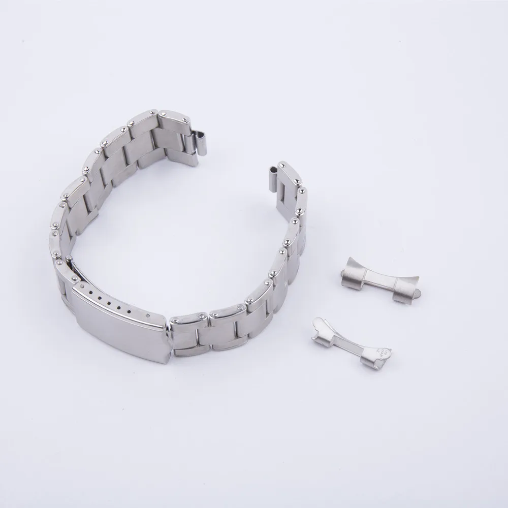 20mm Watch Strap 316L Stainless Steel Aftermarket Oyster Rivet Curved End Bracelet Compatible For RLX Watches