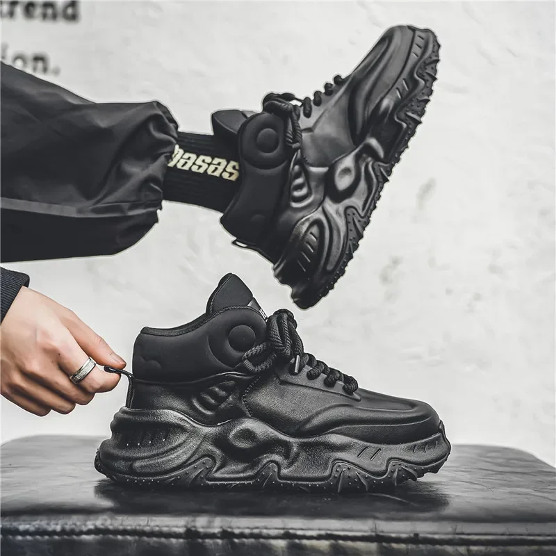 Men's Platform Sneakers 2025 New Wear-resistant Shock-absorbing Running Shoes Fashionable Comfortable Non-slip Casual Mens Shoes