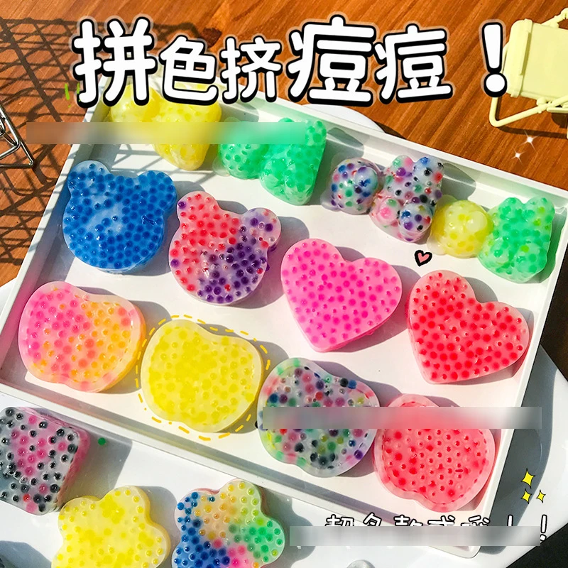 اسفنجي الدب الصغير ضغط البثور الضغط تململ لطيف قرصة أبل مكعب الدببة مكافحة الضغط تنفيس لعبة حسية مضحكة #4