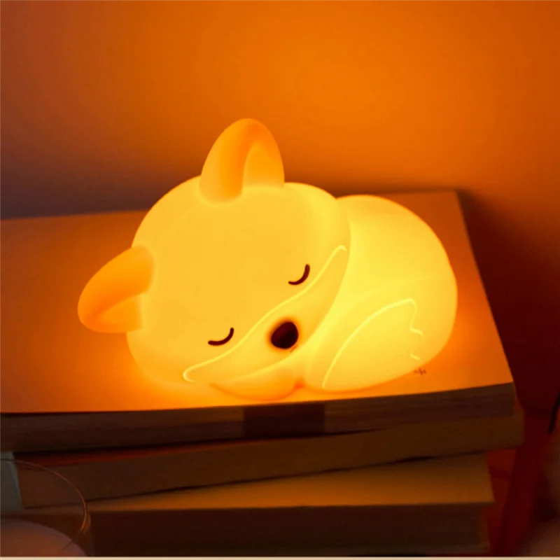 【NUEVA-VENTA】Luz nocturna bonita, lámpara táctil de cabecera con luz nocturna de animales de silicona regulable, regalos para decoración de dormitorio de niños
