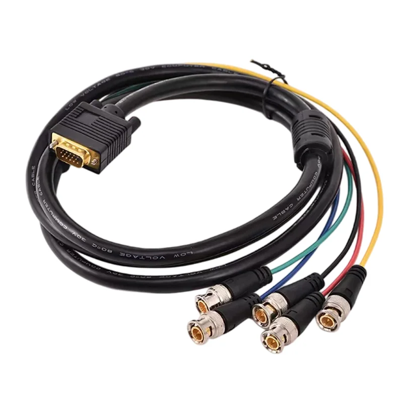1.5m VGA to 5BNC Cable Convert RGBHV Big Screen Monitor Cord Video Graphics Array Male to BNC Video Line HD Cable