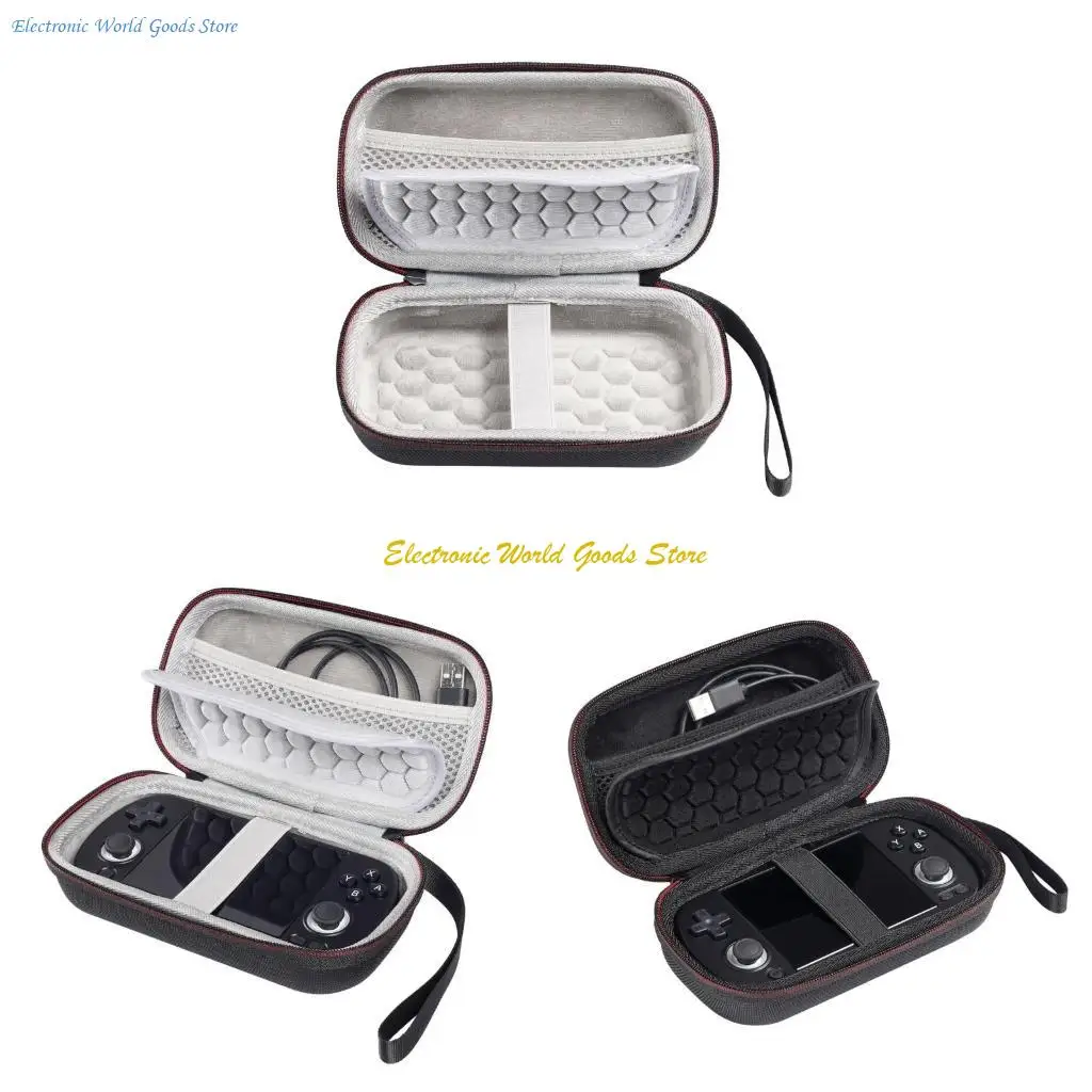 A3PD EVA Bag with Mesh Pocket Lanyard Handheld Game Console Carrying Case Scratchproof Shockproof Storage Box for RG40XX H