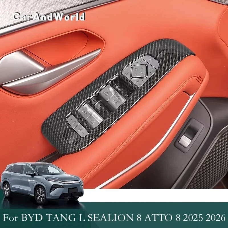 ABS Interior Gate Armrest Door Window Lift Switch Frame Cover Trims Car Accessories For BYD TANG L SEALION 8 ATTO8 2025 2026