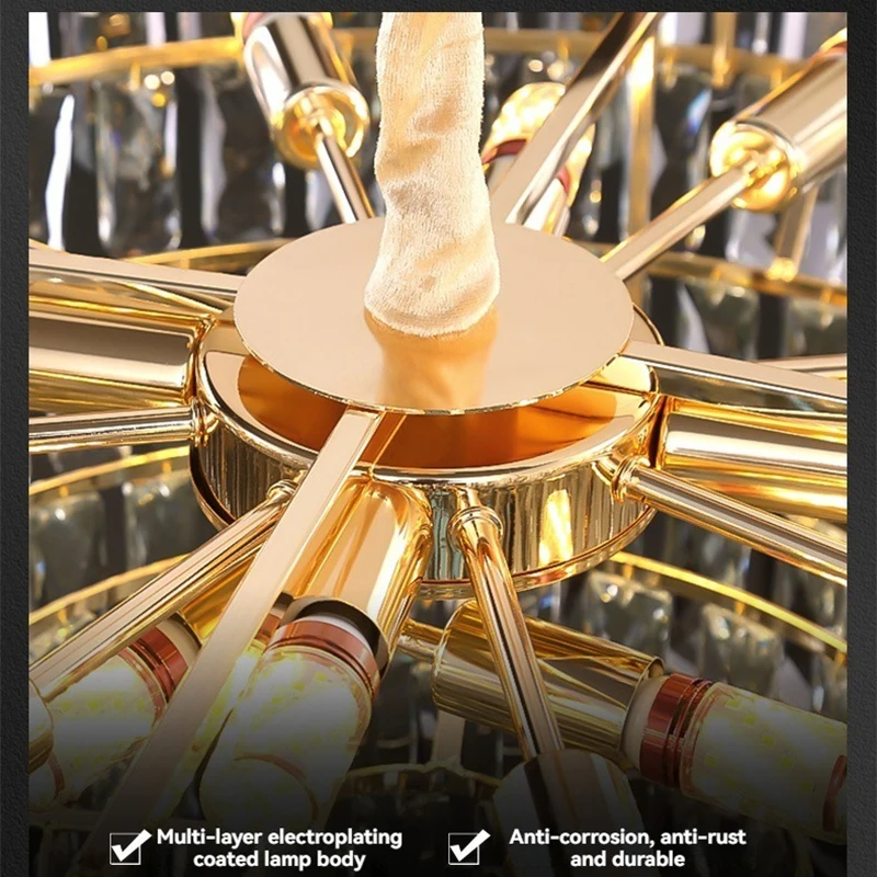 Lustre en cristal postmoderne de luxe pour salon Table de cuisine ronde ovale K9 plafonnier en cristal luminaire