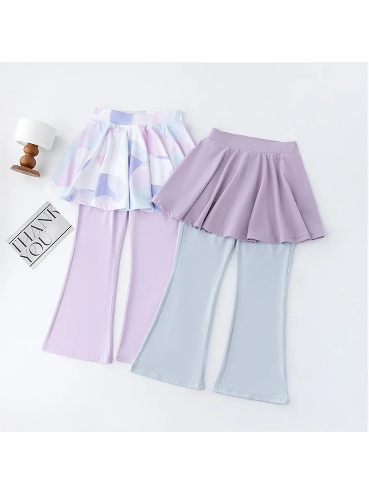 new girls spirng summer casual pants Children clothes 3-9y students 110-160 fashion kids bell-bottoms solid sport skirt pant