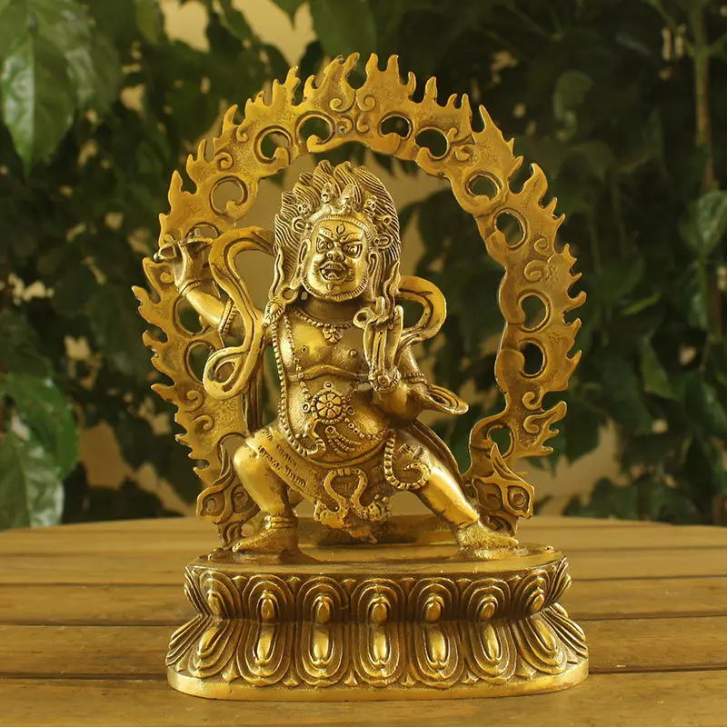 

Collect China Buddhism Tibet Temple Bronze Gilt Mahakala Wrathful Deity Statue 1