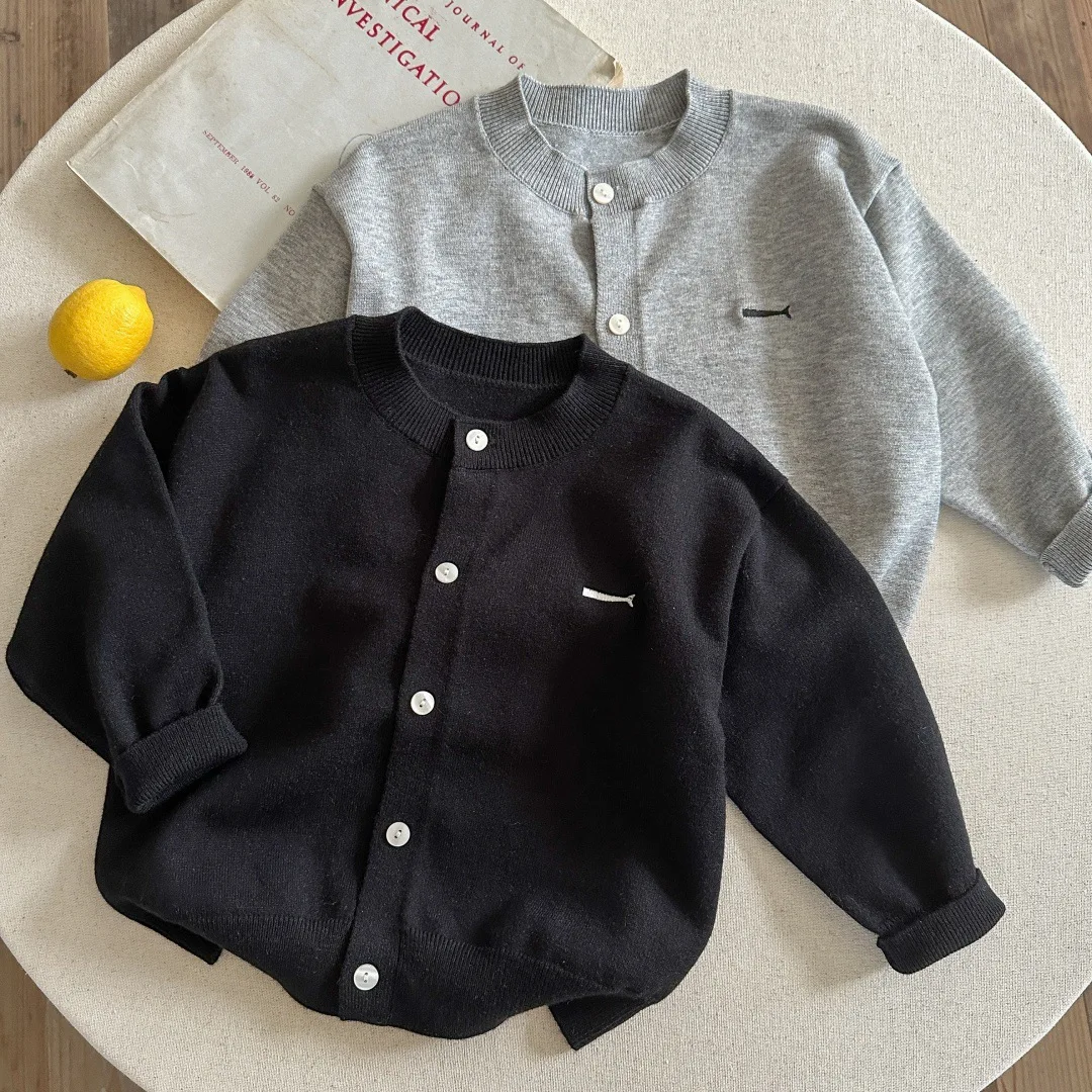 Boys' Spring/Autumn Cardigan Layering Piece  Thin Design Sweater for Cool Weather as Standalone