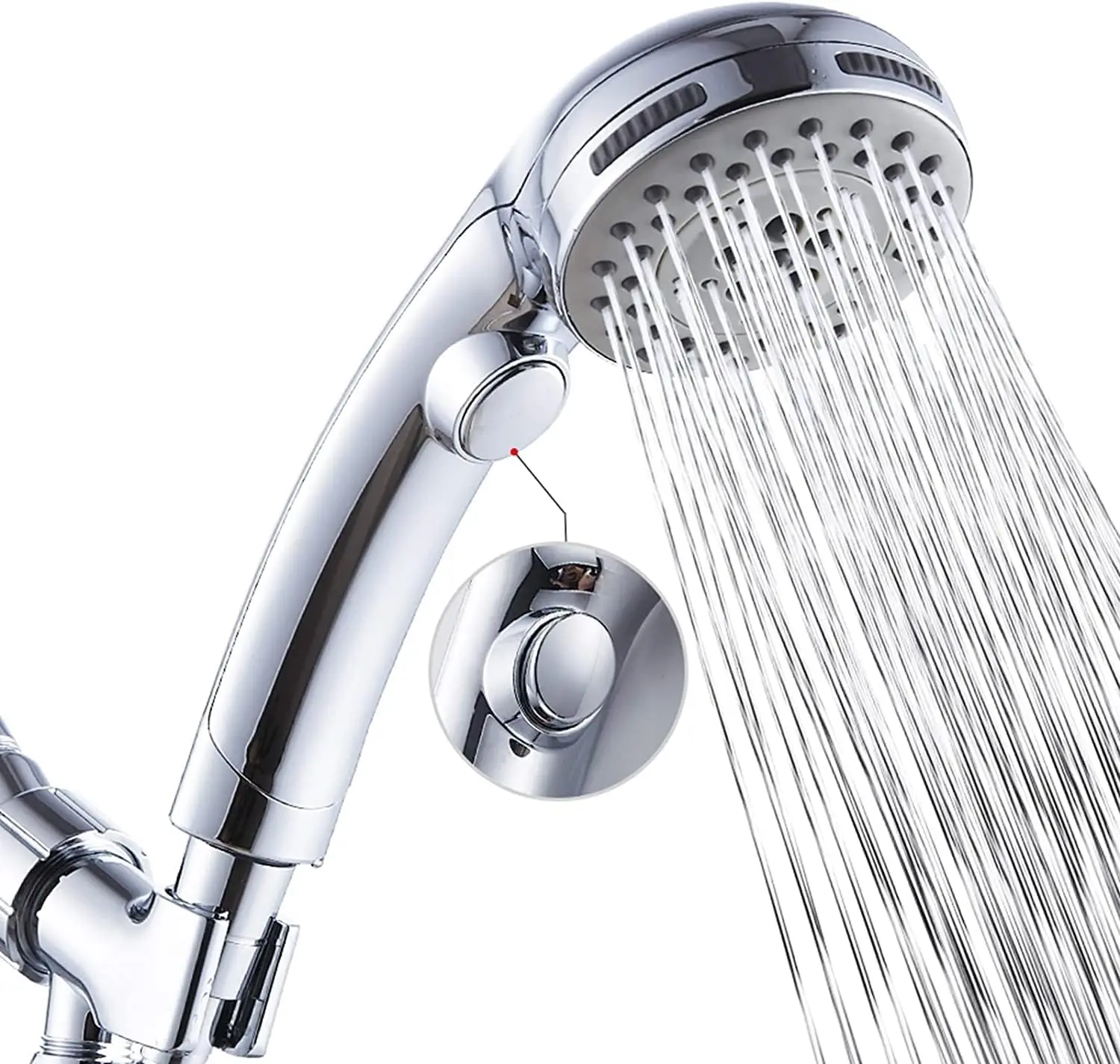 

High Pressure Shower Head with Handheld Spray 6 Settings with On Off Switch and Spa Spray Mode 60 In Hose, Chrome