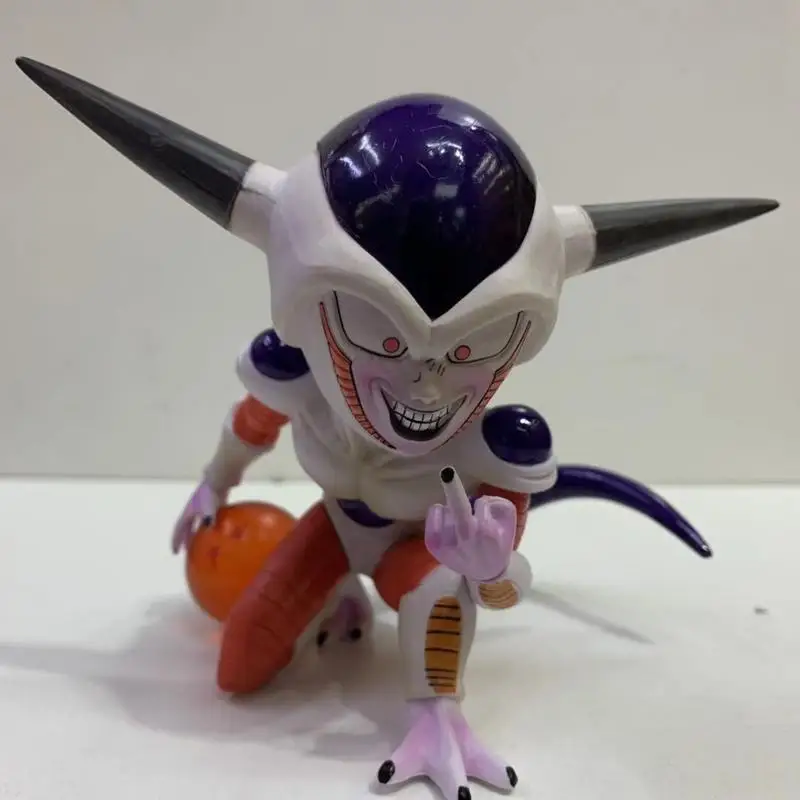 Anime Dragon Ball Super Saiyan Q Version Basketball Frieza Middle Finger Statue Pvc Action Figure Collectible Model Toy Ornament