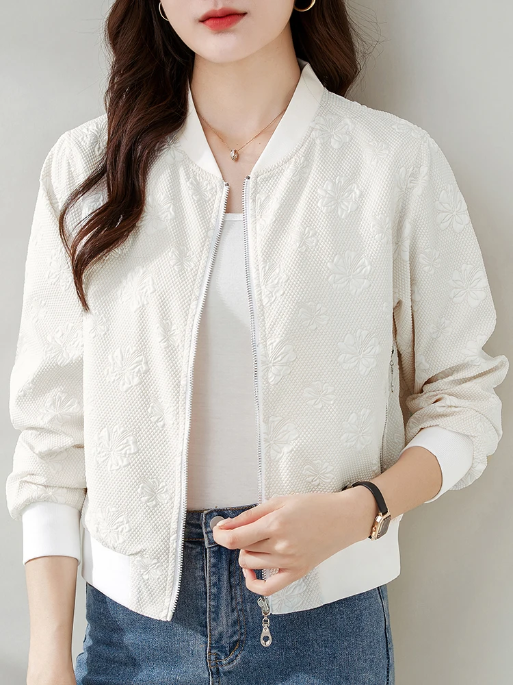 

Casual ort Baseball Sle Женский Jaet Autumn Faion Открытый кардиган Топ из полиэфирного волокна Длинный светящийся дизайн на молнии