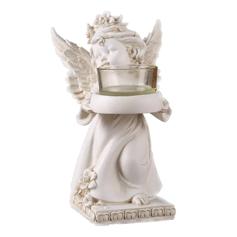 

European cute angel candlestick living room bedroom tabletop ornament candlelight dinner decoration retro angel candlestick