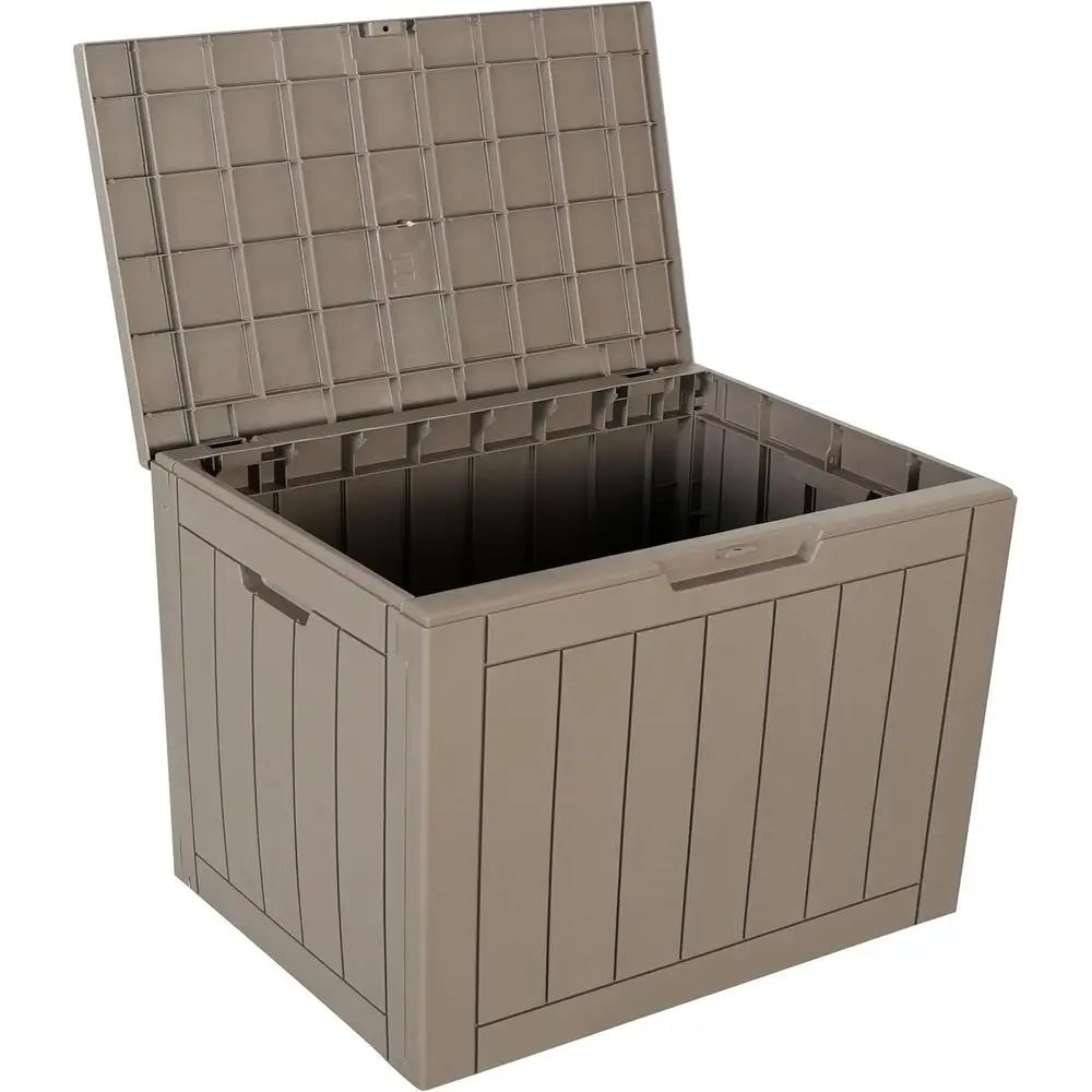 

Влагозащищенный контейнер для хранения объемом 30 галлонов для сада, патио и бассейна с защитой от УФ-излучения и запираемой крышкой