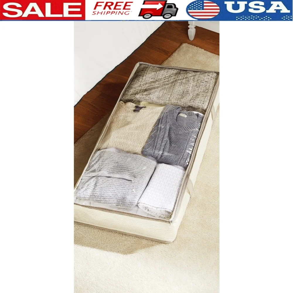 

Underbed Storage Organizer Durable Canvas Dustproof Portable Divided Large Volume Tidy Home Solution Bedrooms Craft Rooms