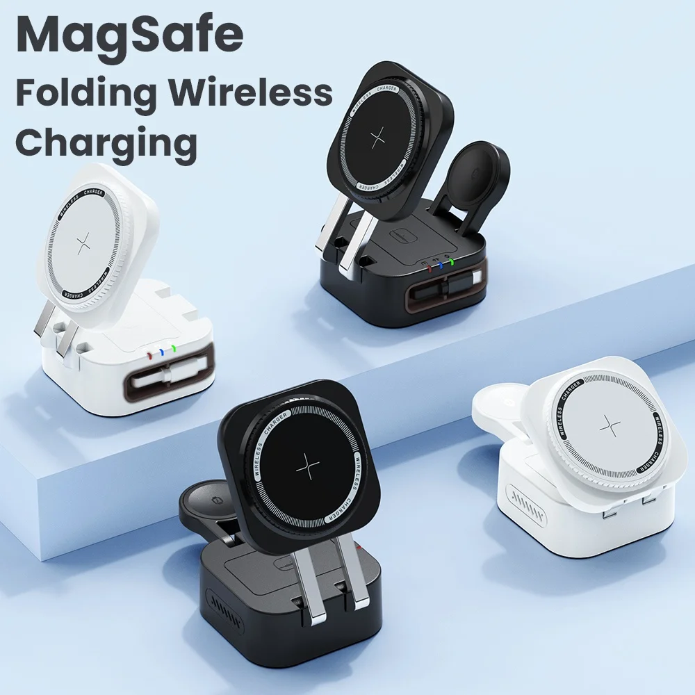 Magnetic 3 in 1 Foldable Wireless Charger Station for iPhone 15 14 13 Pro Max IWatch AirPods 2/3 Station Quick Charging Holder