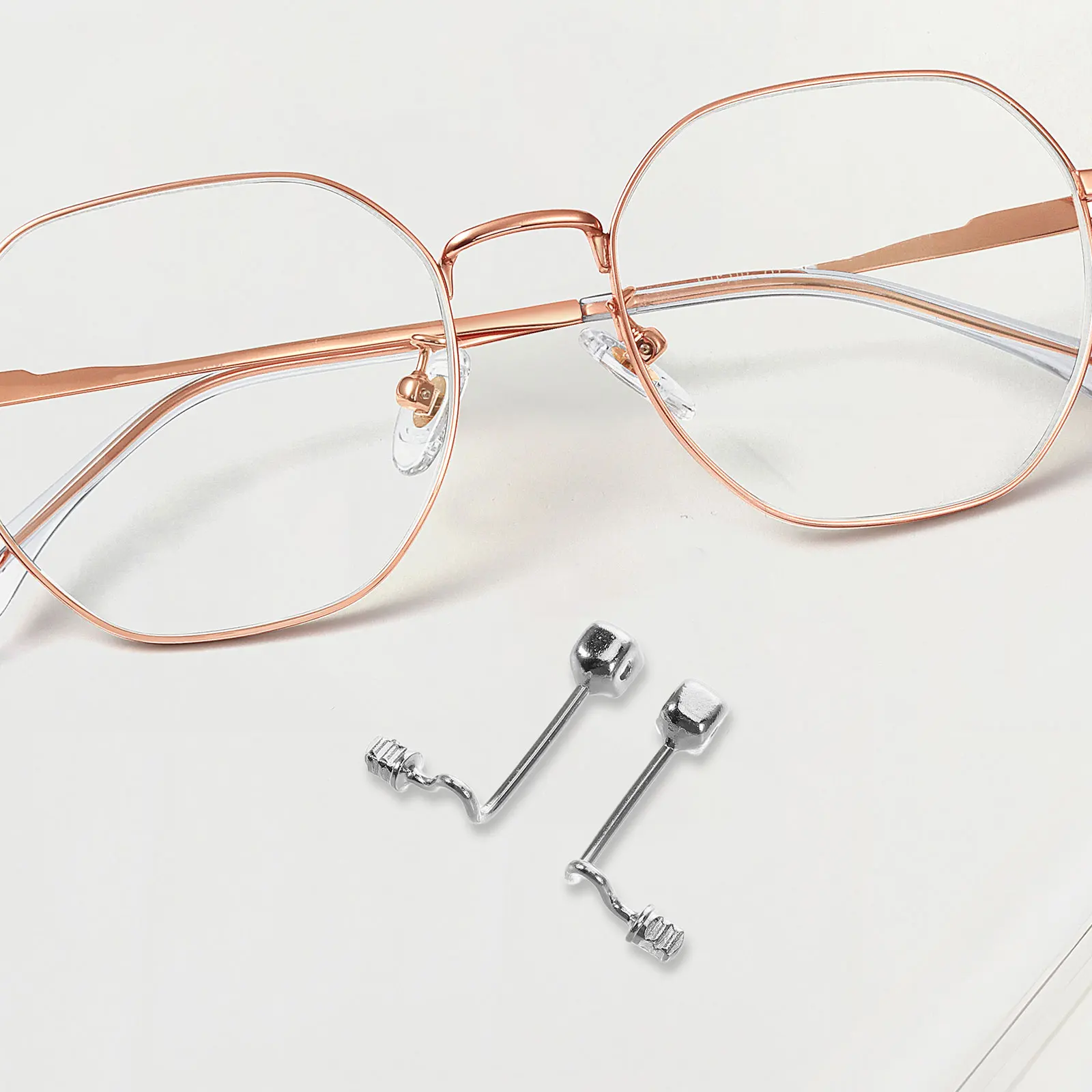 

2Pcs Eyeglasses Nose Pad Holder Screw Type Square Support Rod Stable Frame Metal Parts Glasses Repair Stainless Replacement