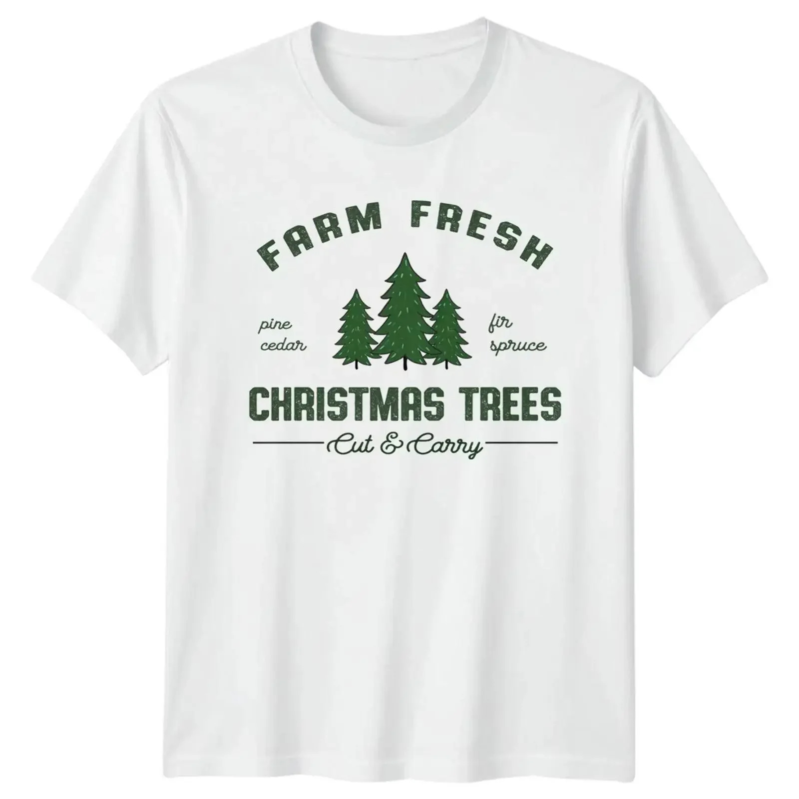 Farm Fresh Christmas Trees Cut Carry Holiday  T Shirt vintage Washed designer clothes Stylish Casual Soft fashion Slightly