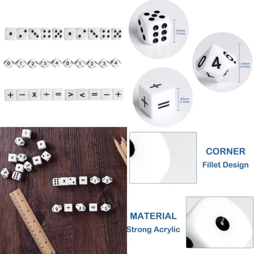 

R6FE 30PCS 6 -боковые D6 CINCES 16 мм номера кубики круглый разъединение для детей Полигранные игрушки