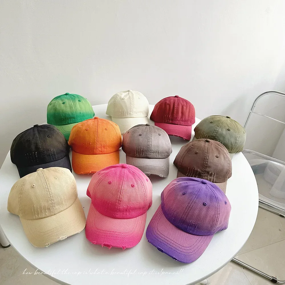 

Children Hat Korea Style Baby Color Gradient Baseball Cap Four Seasons 2024 Summer New Fashionable Casual Simple Kids Hat