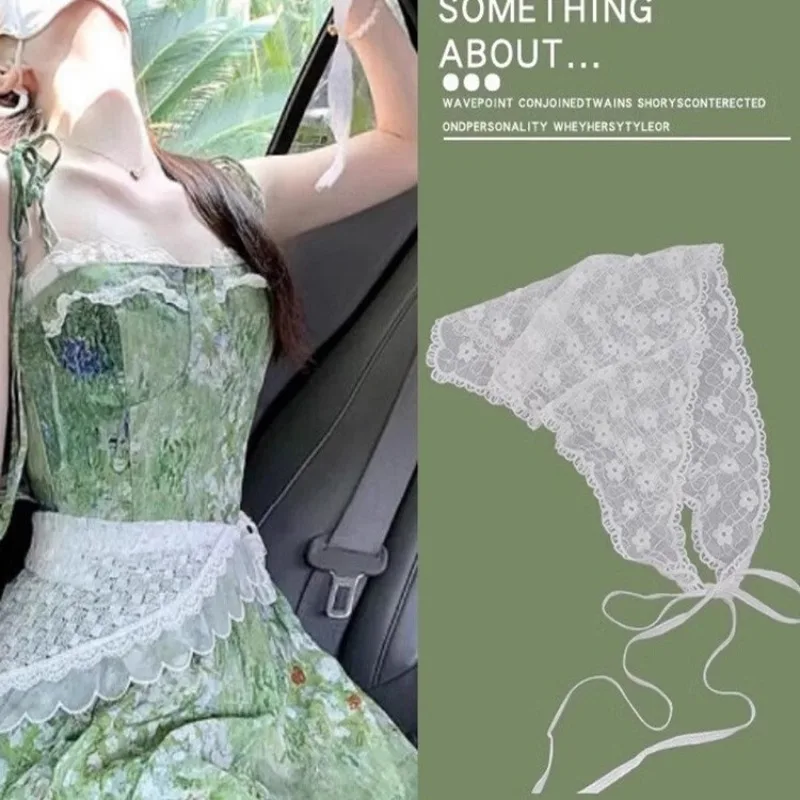 

Lace Triangle Scarf Off White Headband Waistband Tie Headwrap for Women Dress Versatile Soft Breathable Non Slip Cute Daily Use