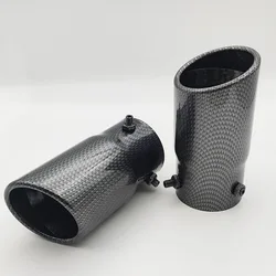 Car styling 70mm inlet 76mm outlet exhaust pipe muffler universal carbon exhaust tail muffler tip stainless car extenrior parts
