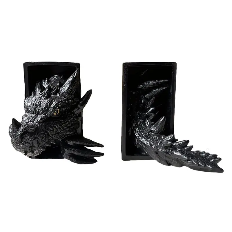 

ABGE-украшение для дома, подставка для книг, подставка для книг в форме дракона из 2 предметов, украшения для книжной полки в фэнтези-стиле