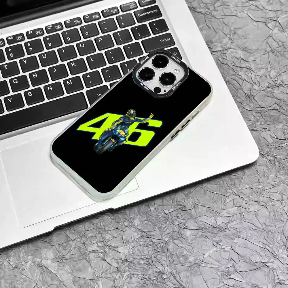 1 funda de teléfono v-valentinoS r-ossies 46 láser IMD Color carcasa plateada para IPhone 17 16 15 14 13 12 11 Air Pro Max Plus