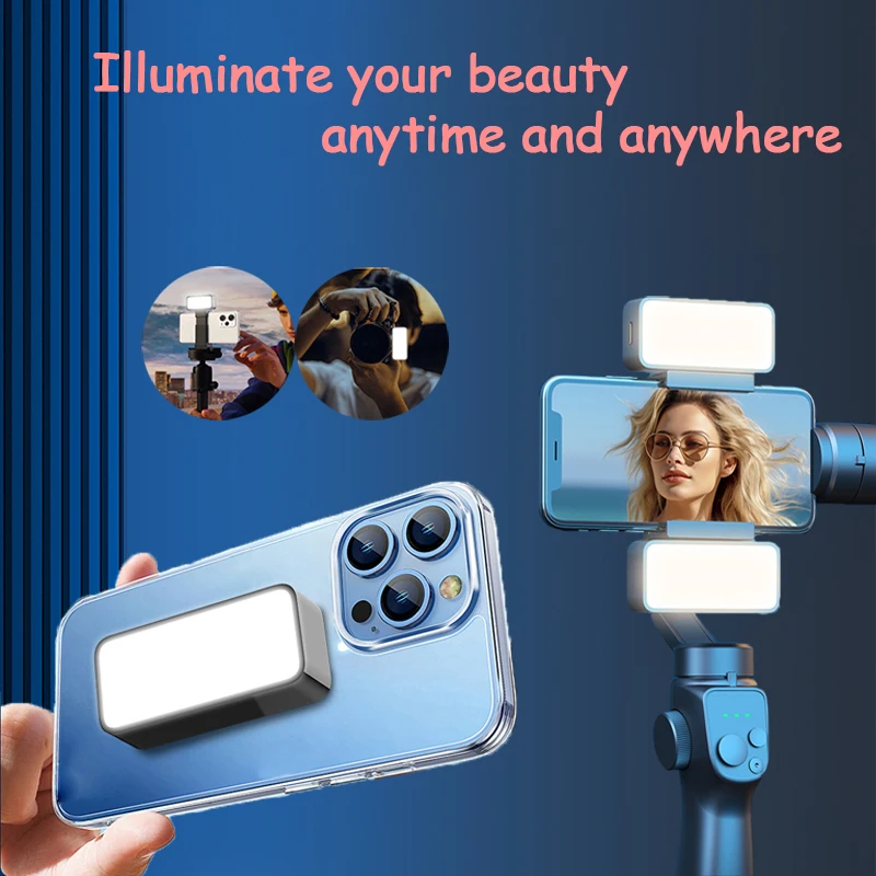 Magnetic Portable Mini Selfie Fill Light Adjustable Lighting Rechargeable Portable Led Video Light For Tiktok Camera Mobile IPad