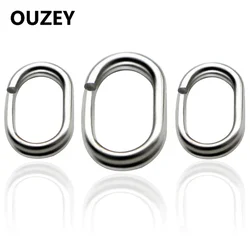 50Pcs Split Rings Fishing Snap Stainless Steel Oval Split Rings Hooked Snap Fishing Lure Connector Saltwater Accessories