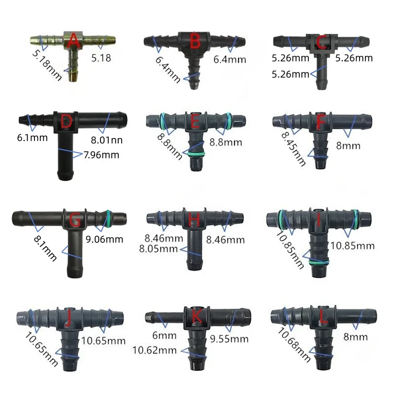 tee connector ID6 ID8 fuel line quick connector plastic High temperature resistance quality with black color 2pcs a lot