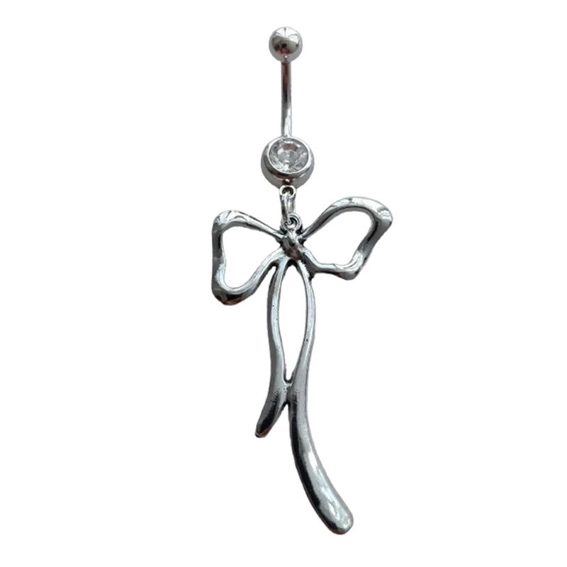 أنيقة القوس سحر البطن زر الدائري، Bowknot استرخى قلادة الفولاذ المقاوم للصدأ 14G السرة الحديد الدائري، شريط البطن مجوهرات الجسم