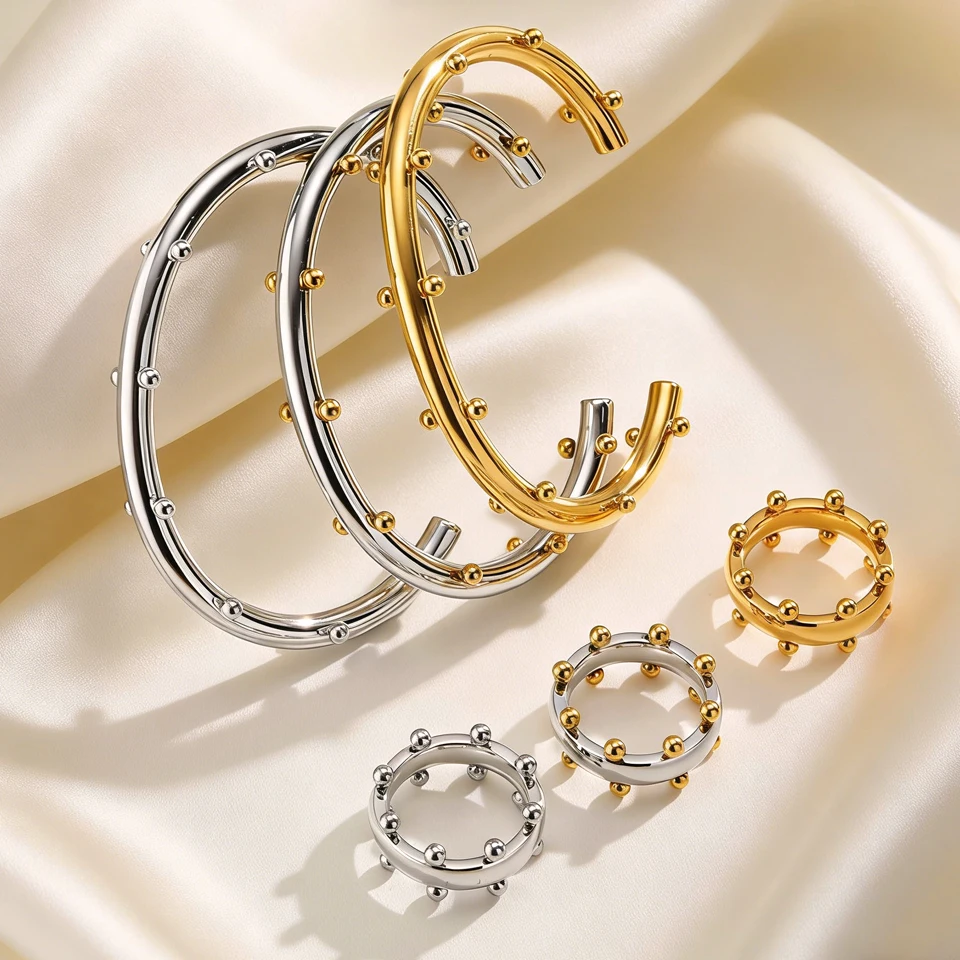 Yupsk New Stainless Steel Mini Ball Ring For Women Ladies Vintage Finger Rings Fashion Wedding Party Jewelry Gifts