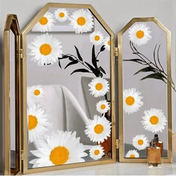 White Small Daisy Self-Adhesive Wall Stickers for Bedroom Window Glass Decorative Vinyl Decals Easy to Apply Home Decor
