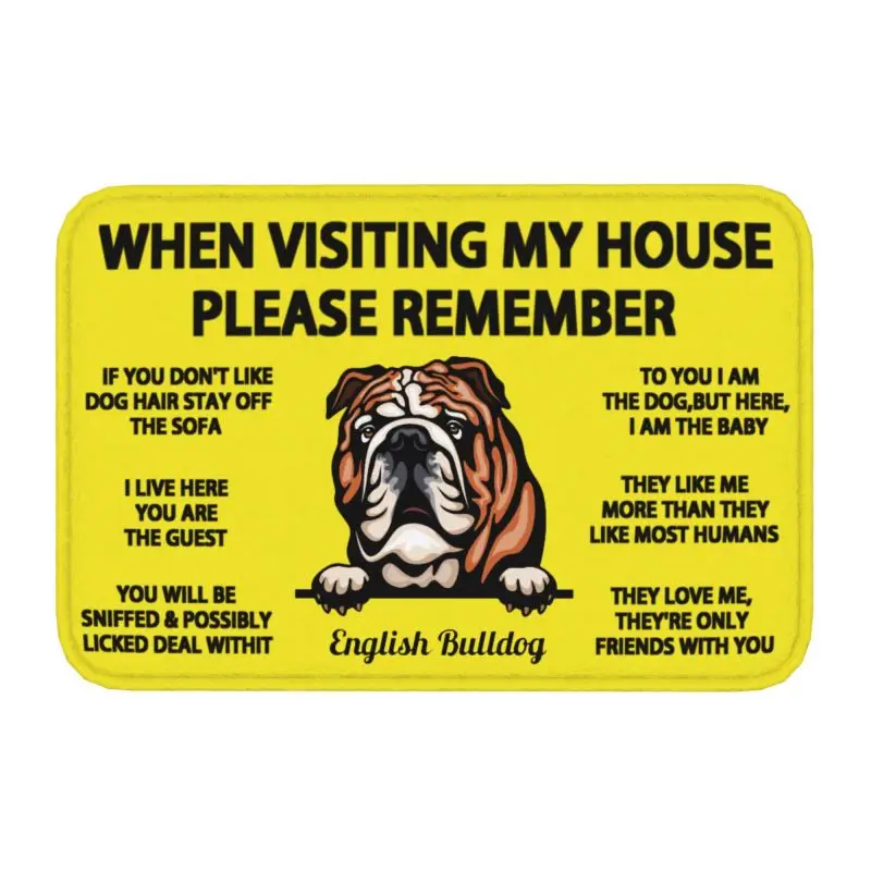 Personalized Peeking Dog English Bulldog Doormat Mat Anti-Slip Kitchen Bathroom Living Room Rug Carpet 40*60cm